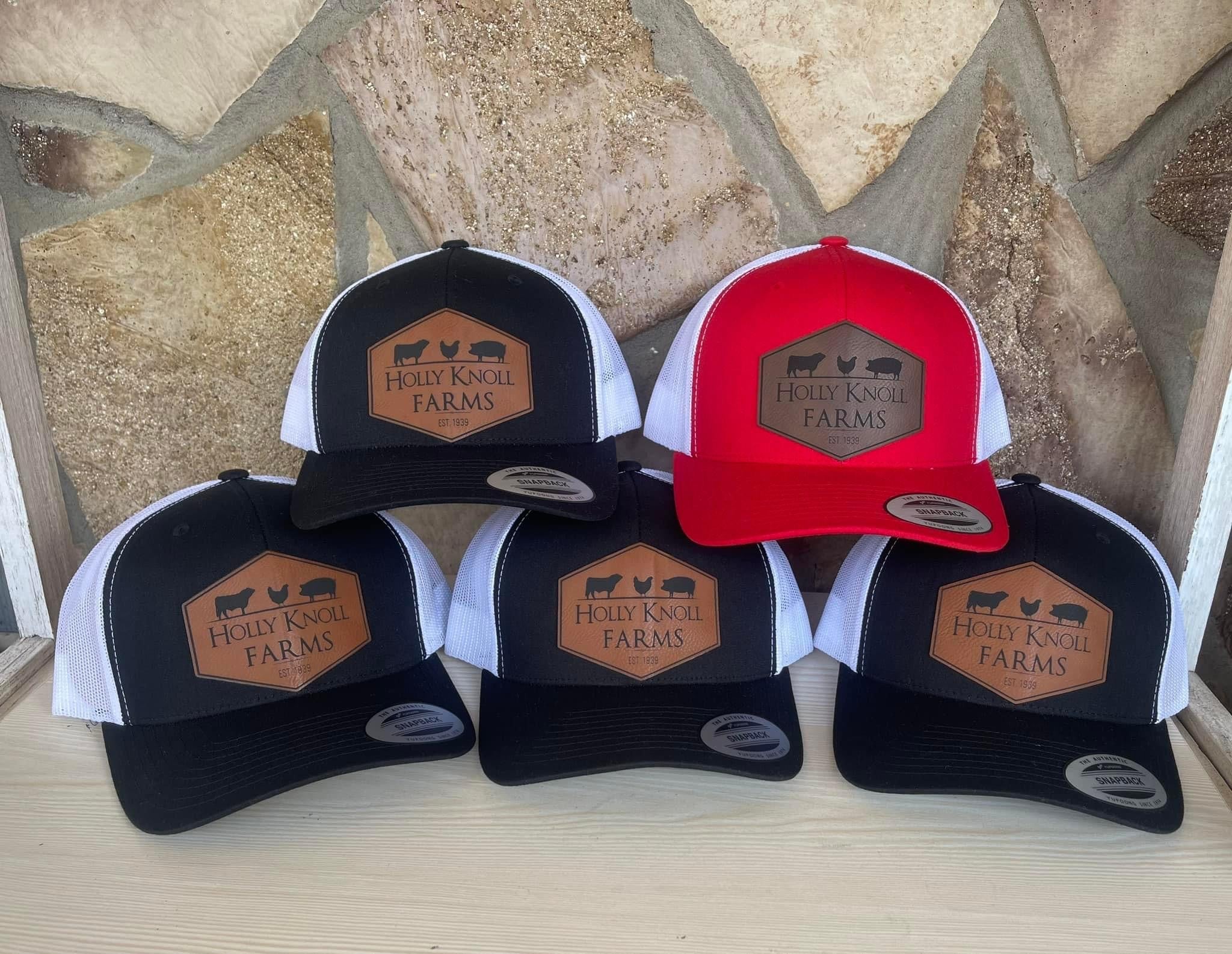 HKF “Red” Leather Patch Hat – Holly Knoll Farms
